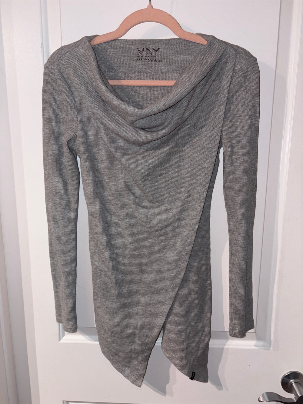 Jones New York Gray Asymmetrical Cowl Neck Sweater